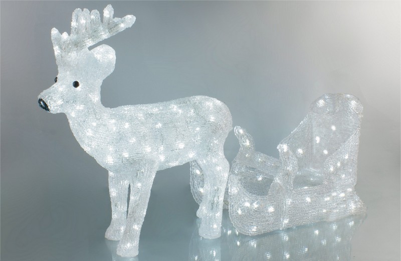 FY-001-B07 ACRYLIC REINDEER WITH SLED  Acrylic lights 